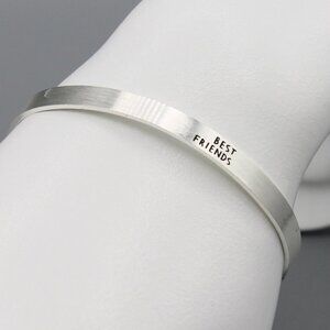 Best Friends friendship cuff bracelet silver tone